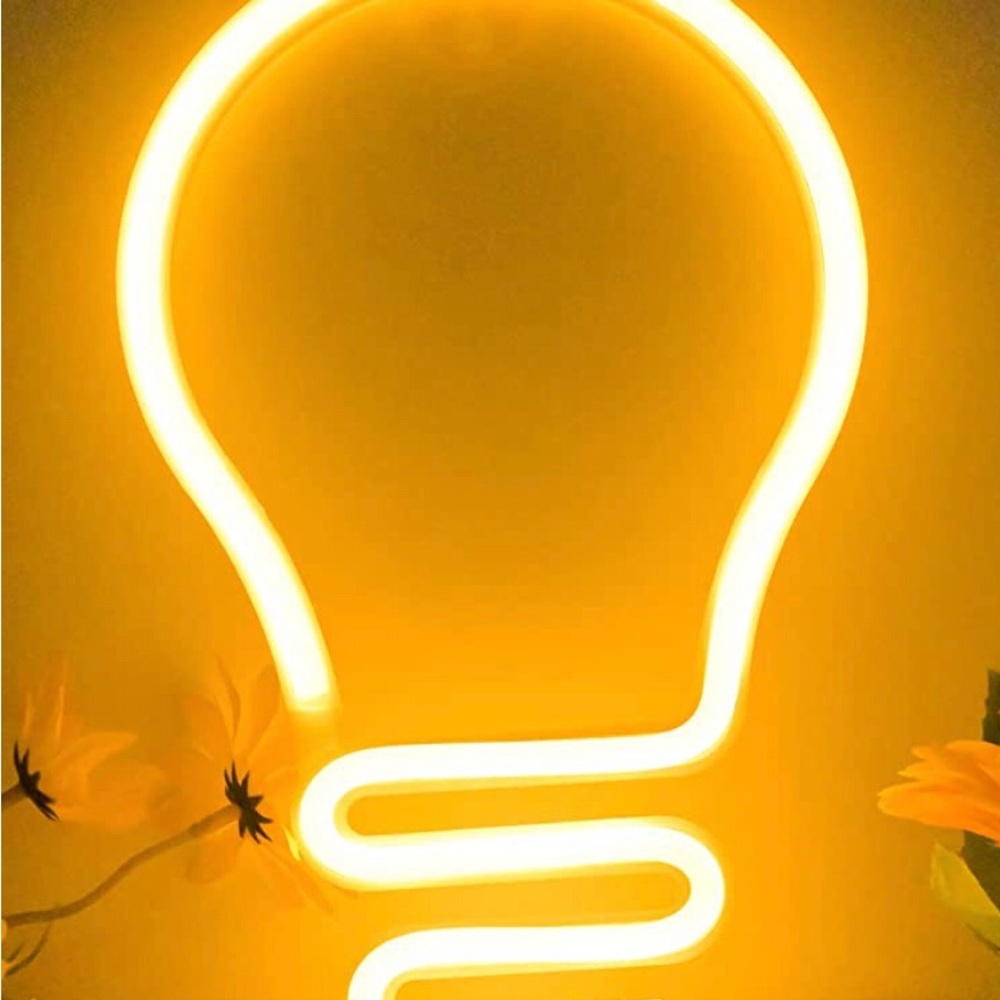 Neon Sign Neon Light for Wall Decor,Light Bulb Neon Sign Decorative Light White